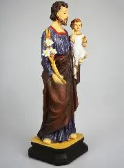 Religieus Beeld St Jozef met Kind en Lelie - 40cm