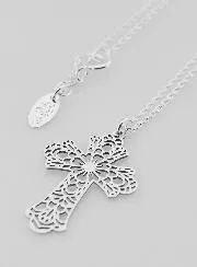 Religieus Collier - Kruis Hanger Opengewerkt - 925 Zilver