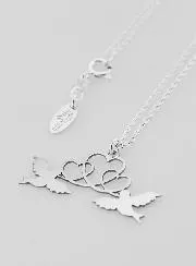 Religieus Collier Duiven en Harten - 925 Zilver