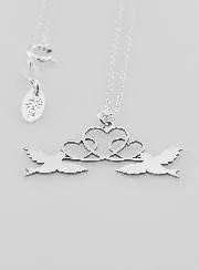 Religieus Collier Duiven en Harten - 925 Zilver