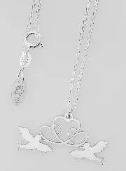 Religieus Collier Duiven en Harten - 925 Zilver