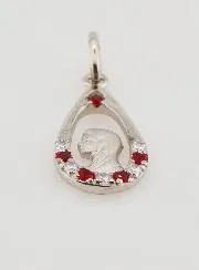 Druppelhanger Maagd Maria - Zilver en Rood Zirkonium