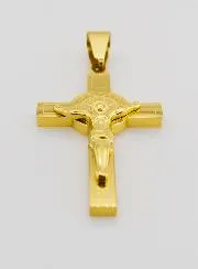 Heilige Benedictus Kruis Hanger van Goudkleurig Roestvrij Staal - 4,5 cm
