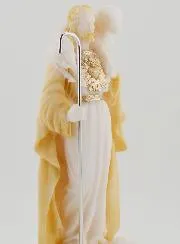 Religieus Beeld Jezus Goede Herder van Beige en Goudkleurig Albast - 17cm