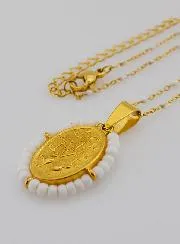Religieus Collier met Kralen en Wonderdadige Medaille - Wit