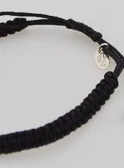 Zwart Gevlochten Touw Armband - Zilveren Kruis