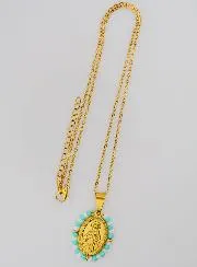 Religieus Collier en Wonderdadige Medaille - Turquoise en Witte Kralen