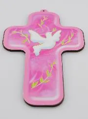 Kruis Vormsel - Duif van de Heilige Geest - Roze