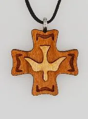 Houten Vormsel Kruisje - Hanger van de Heilige Geest