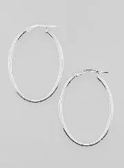 Ovale Creool Oorbellen van 925 Zilver - 36mm