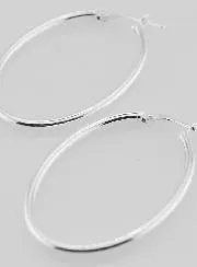 Ovale Creool Oorbellen van 925 Zilver - 36mm