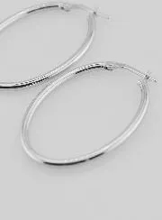 Ovale Creool Oorbellen van Gerhodineerd 925 Zilver - 36mm