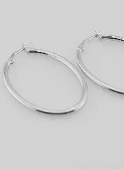 Ovale Creool Oorbellen van Gerhodineerd 925 Zilver - 36mm