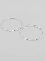 Gehamerde Creool Oorbellen van Gerhodineerd 925 Zilver - 40mm