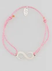 Armband Zilver en Roze Touw - Oneindigheid