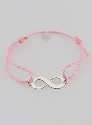 Armband Zilver en Roze Touw - Oneindigheid