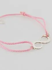 Armband Zilver en Roze Touw - Oneindigheid