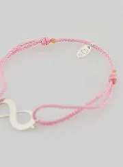 Armband Zilver en Roze Touw - Oneindigheid