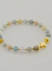 Armband Aquamarijn en Kruis - 6mm