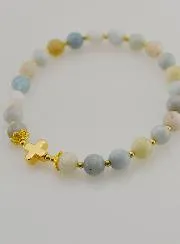 Armband Aquamarijn en Kruis - 6mm