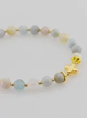 Armband met Kruis - Aquamarijn 6mm
