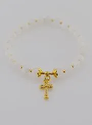 Armband Maansteen en Kruis - 6mm