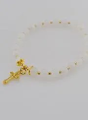 Armband Maansteen en Kruis - 6mm