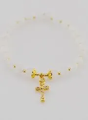 Armband met Kruis - Maansteen 6mm