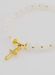 Armband met Kruis - Maansteen 6mm