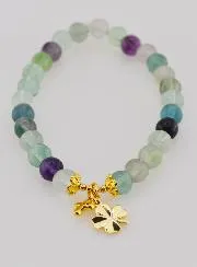 Armband met Kruis en Klaver - Fluoriet 6mm