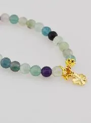 Armband met Kruis en Klaver - Fluoriet 6mm
