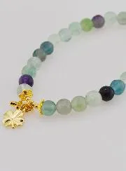 Armband met Kruis en Klaver - Fluoriet 6mm