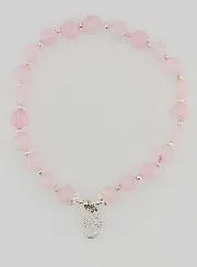 Armband van Rozenkwarts 6mm en Beschermengel