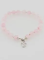 Armband van Rozenkwarts 6mm en Beschermengel