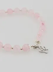 Armband van Rozenkwarts 6mm en Beschermengel