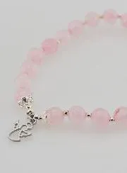 Armband van Rozenkwarts 6mm en Beschermengel