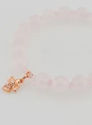 Armband Rozenkwarts 8mm en Strass Engel