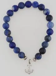 Armband van Sodaliet 8mm en Anker Hangertje