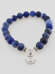 Armband van Sodaliet 8mm en Anker Hangertje