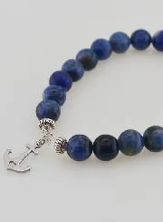 Armband van Sodaliet 8mm en Anker Hangertje