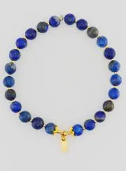 Armband van Lapis Lazuli 6mm en Hanger Vis