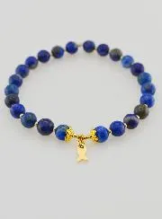 Armband van Lapis Lazuli 6mm en Hanger Vis