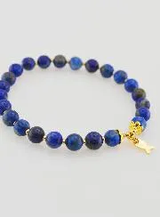 Armband van Lapis Lazuli 6mm en Hanger Vis