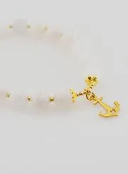 Armband van Maansteen 8mm en Anker Bedeltje