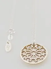 Religieuze Halsketting Glas-in-Lood - Zilver en Parelmoer