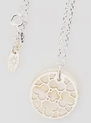 Religieus Collier Glas-in-Lood - Zilver en Wit Parelmoer
