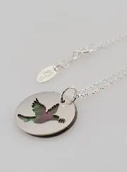 Religieus Collier Opengewerkte Duif - Zilver en Parelmoer