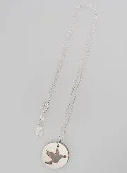 Religieus Collier Opengewerkte Duif - Zilver en Parelmoer