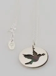 Religieus Collier Opengewerkte Duif - Zilver en Parelmoer