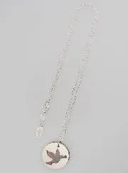 Religieus Collier Opengewerkte Duif - Zilver en Parelmoer